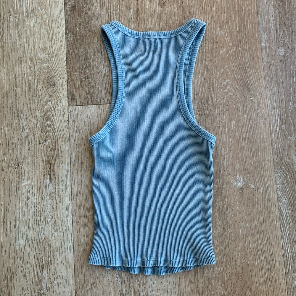 Garage Ribbed Crop Top Tank in blue